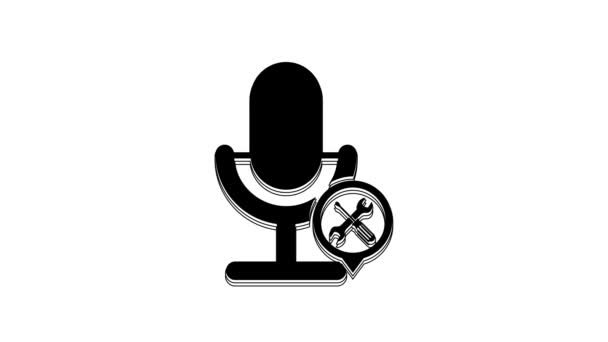 Black Microphone Screwdriver Wrench Icon Isolated White Background Adjusting Service — Video