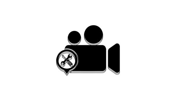 Black Video Camera Screwdriver Wrench Icon Isolated White Background Adjusting — 图库视频影像