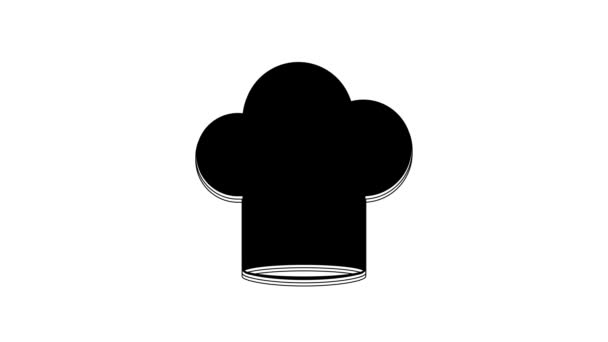 Schwarze Kochmütze Symbol Isoliert Auf Weißem Hintergrund Kochendes Symbol Kochmütze — Stockvideo