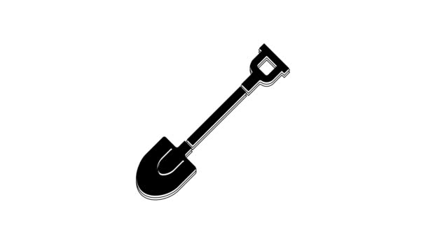 Black Garden Shovel Icon Isolated White Background Gardening Tool Tool — Video