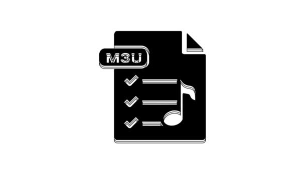 Black M3U File Document Download M3U Button Icon Isolated White — стоковое видео