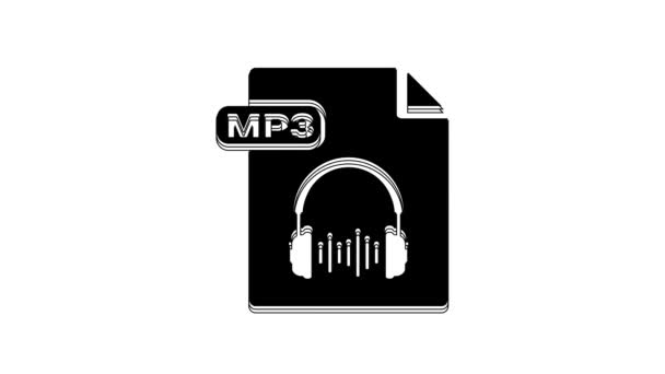 Black Mp3 File Document Download Mp3 Button Icon Isolated White — ストック動画