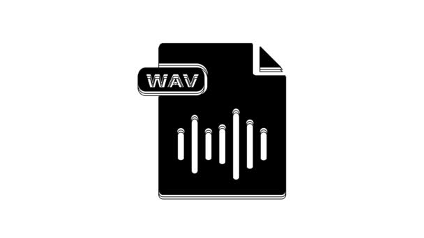 Μαύρο Έγγραφο Αρχείου Wav Κατεβάστε Εικονίδιο Wav Κουμπί Απομονώνονται Λευκό — Αρχείο Βίντεο
