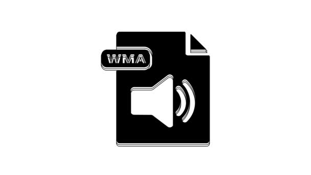 黑色Wma档案文件 下载白色背景上孤立的Wma按钮图标 Wma文件符号 Wma音乐格式标志 4K视频运动图形动画 — 图库视频影像