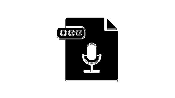 黑色Ogg文件 下载在白色背景上隔离的Ogg按钮图标 Ogg文件符号 4K视频运动图形动画 — 图库视频影像