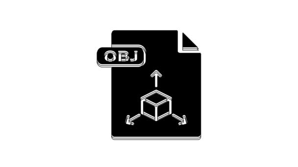 Black Obj File Document Download Obj Button Icon Isolated White — ストック動画