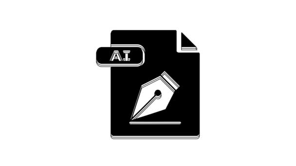 Black File Document Download Button Icon Isolated White Background File — Vídeo de Stock