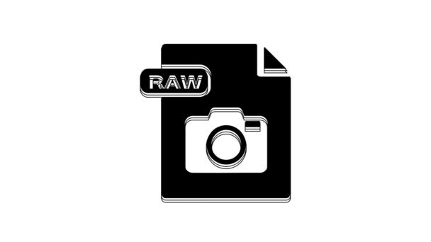 Black Raw File Document Download Raw Button Icon Isolated White — Stockvideo