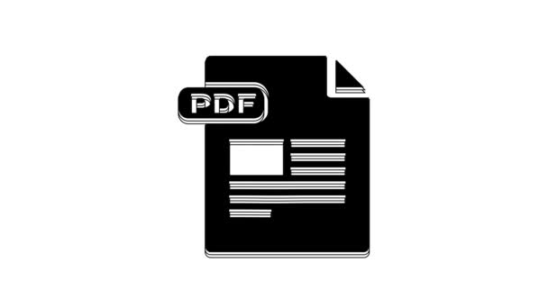 ブラックPdfファイル文書 白い背景に隔離されたPdfボタンのアイコンをダウンロードします Pdfファイルのシンボル 4Kビデオモーショングラフィックアニメーション — ストック動画