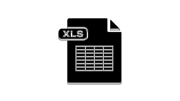 Černý Dokument Xls Stáhnout Ikonu Tlačítka Xls Izolované Bílém Pozadí — Stock video