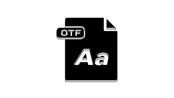 Файловий Документ Black Otf Кнопка Завантаження Otf Ізольована Білому Фоні — стокове відео