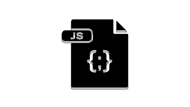 黑色Js档案文件下载在白色背景上隔离的Js按钮图标 Js文件符号 4K视频运动图形动画 — 图库视频影像