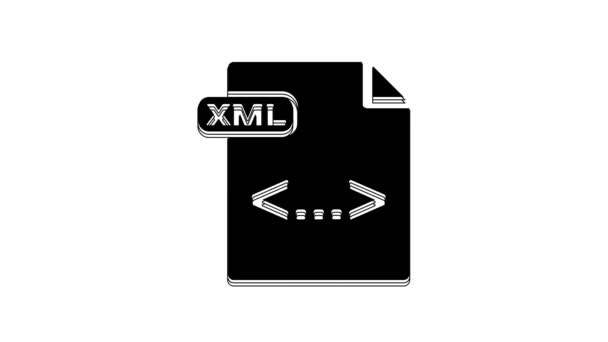 Black Xml File Document Download Xml Button Icon Isolated White — Wideo stockowe