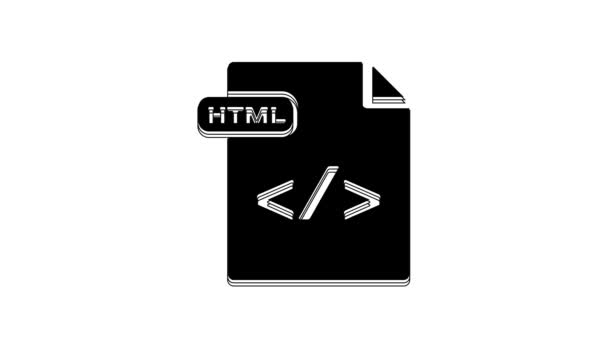 Μαύρο Html Αρχείο Έγγραφο Κατεβάστε Html Εικονίδιο Κουμπί Απομονώνονται Λευκό — Αρχείο Βίντεο