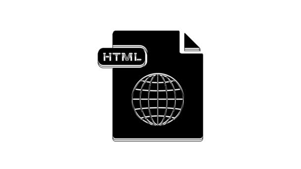 黑色Html文件 下载在白色背景上隔离的Html按钮图标 Html文件符号 标记语言符号 4K视频运动图形动画 — 图库视频影像