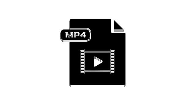 Black Mp4 File Document Download Mp4 Button Icon Isolated White — Stockvideo