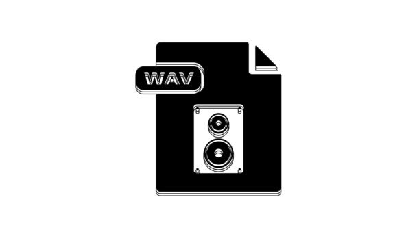 Black Wav File Document Download Wav Button Icon Isolated White — Vídeos de Stock
