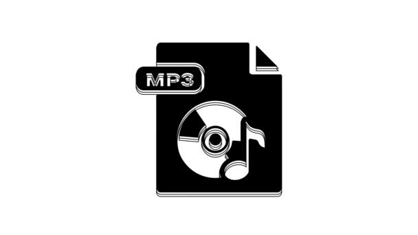 Black Mp3 File Document Download Mp3 Button Icon Isolated White — Wideo stockowe