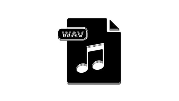 Black Wav File Document Download Wav Button Icon Isolated White — Vídeo de stock
