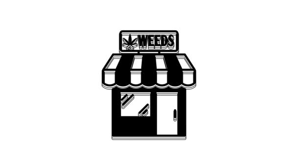 Black Marijuana Cannabis Store Icon Isolated White Background Equipment Accessories — Stockvideo