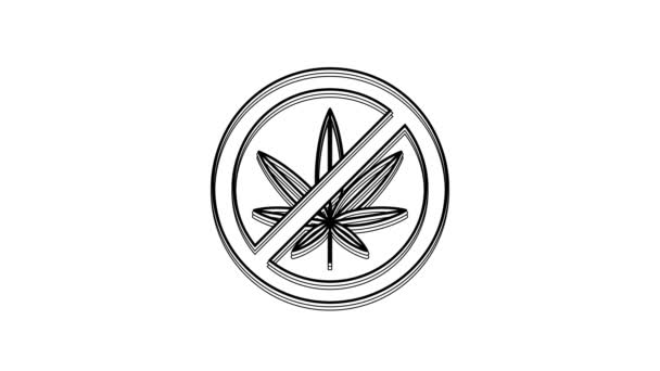 Black Stop Marijuana Cannabis Leaf Icon Isolated White Background Smoking — Stockvideo