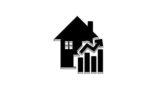Black Rising Cost Housing Icon Isolated White Background Rising Price — Vídeo de Stock
