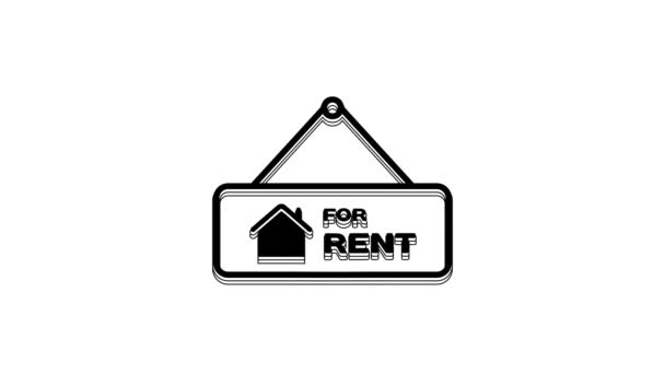 Black Hanging Sign Text Rent Icon Isolated White Background Signboard — Stock videók