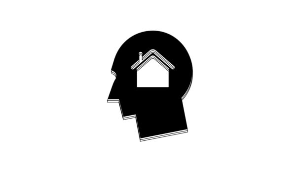 Black Man Dreaming Buying New House Icon Isolated White Background — Stok video