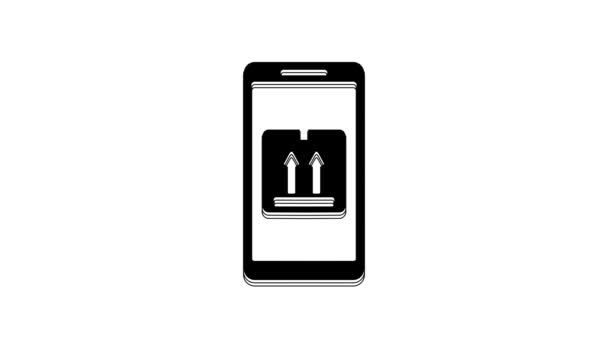 Smart Phone Black Mobile Con Icona Monitoraggio Della Consegna Dell — Video Stock