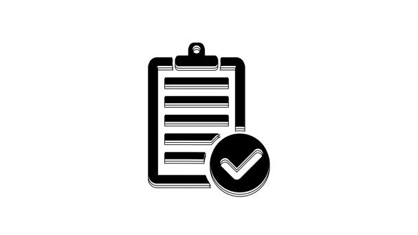Black Verification Delivery List Clipboard Pen Icon Isolated White Background — Vídeo de Stock