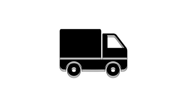 Icono Del Vehículo Del Camión Carga Black Delivery Aislado Sobre — Vídeo de stock