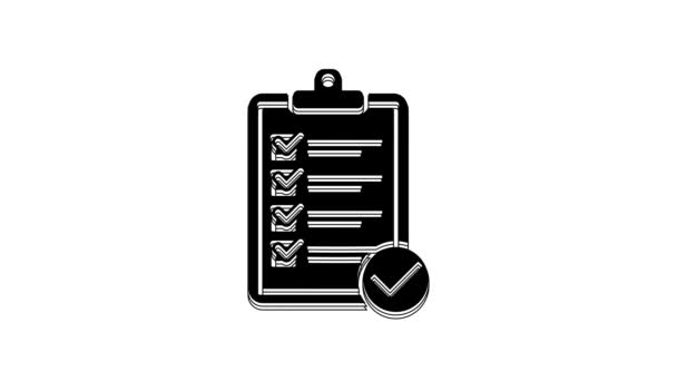 Black Verification Delivery List Clipboard Pen Icon Isolated White Background — Wideo stockowe