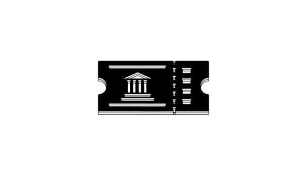 Black Museum Ticket Icon Isolated White Background History Museum Ticket — 图库视频影像