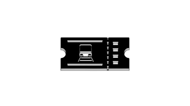 Black Train Ticket Icon Isolated White Background Travel Railway Video — Vídeos de Stock