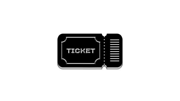 Black Ticket Symbol Isoliert Auf Weißem Hintergrund Video Motion Grafik — Stockvideo