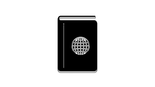 Black Cover Book Travel Guide Icon Isolated White Background Video — 图库视频影像