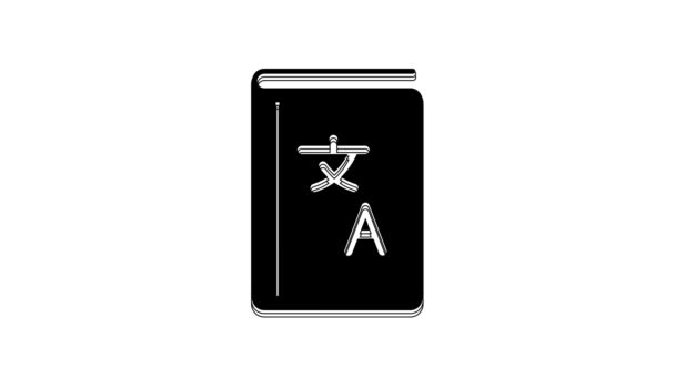 Black Translator Book Icon Isolated White Background Foreign Language Conversation — Vídeo de Stock
