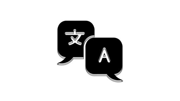 Black Translator Icon Isolated White Background Foreign Language Conversation Icons — Vídeo de Stock