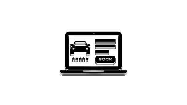 Black Online Car Sharing Icon Isolated White Background Online Rental — Vídeo de stock