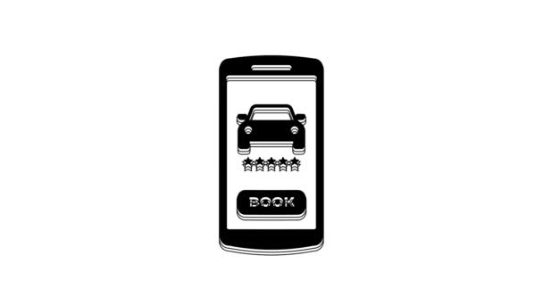 Black Online Car Sharing Icon Isolated White Background Online Rental — 비디오