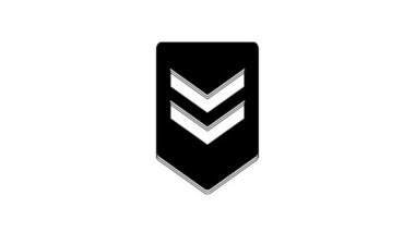 Beyaz arkaplanda siyah sembol izole edildi. Askeri rozet işareti. 4K Video hareketli grafik canlandırması.