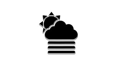 Black Fog and cloud with sun icon isolated on white background. 4K Video motion graphic animation.