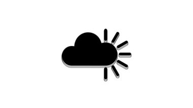 Black Cloudy icon isolated on white background. 4K Video motion graphic animation.