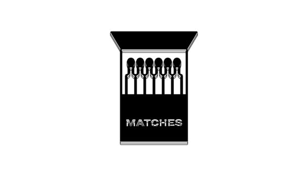 Black Open Matchbox Matches Icon Isolated White Background Video Motion — Stock Video
