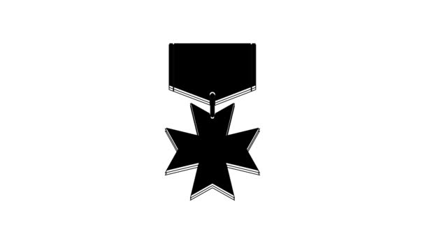 Medaglia Ricompensa Militare Nera Icona Isolata Sfondo Bianco Segno Dell — Video Stock