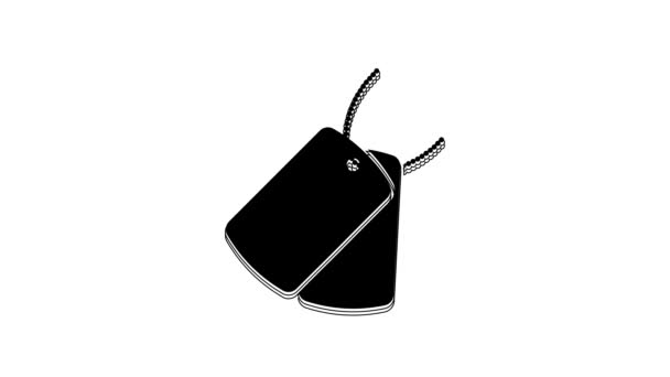 Black Military Dog Tags Icon Isolated White Background Identity Tags — Stock video