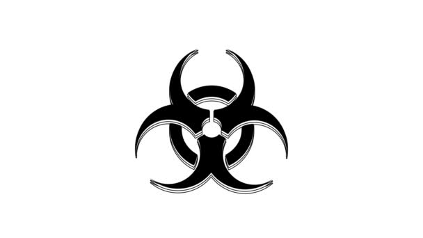 Black Biohazard Symbol Icon Isolated White Background Video Motion Graphic — Stock Video