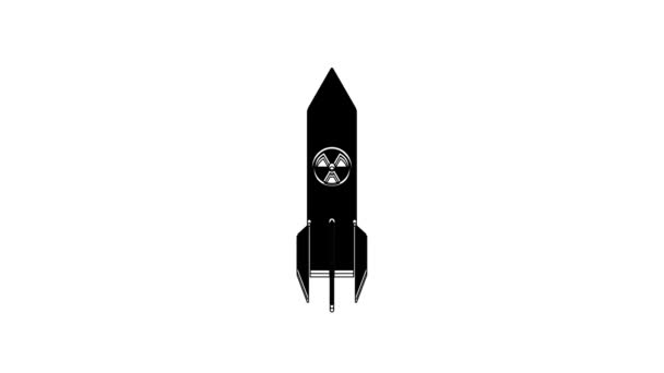 Ікона Ракети Чорна Ізольована Білому Тлі Ракетна Бомба Падає Відеографічна — стокове відео