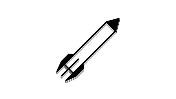 Icono Cohete Negro Aislado Sobre Fondo Blanco Animación Gráfica Vídeo — Vídeo de stock