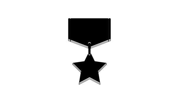 Μαύρο Μετάλλιο Στρατιωτική Ανταμοιβή Εικόνα Απομονώνονται Λευκό Φόντο Στρατιωτική Πινακίδα — Αρχείο Βίντεο
